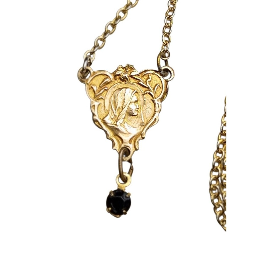 Vintage Gold Filled Rosary Necklace Mary Jesus